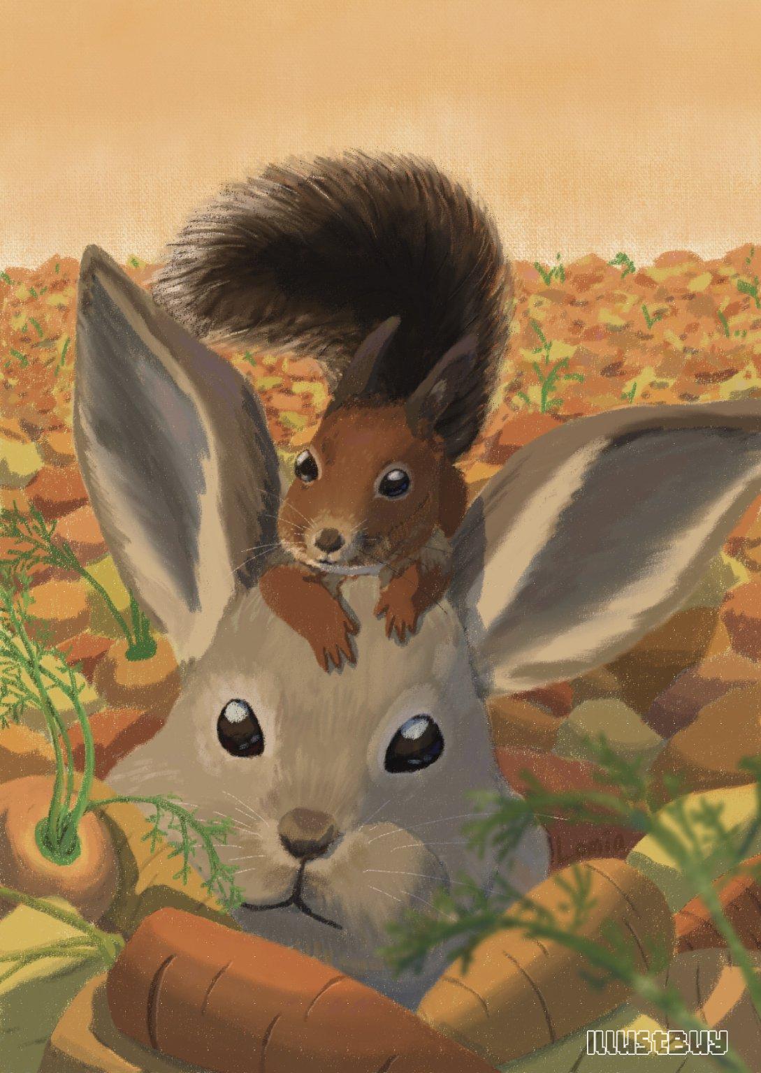 兔子與松鼠：兔年賀卡