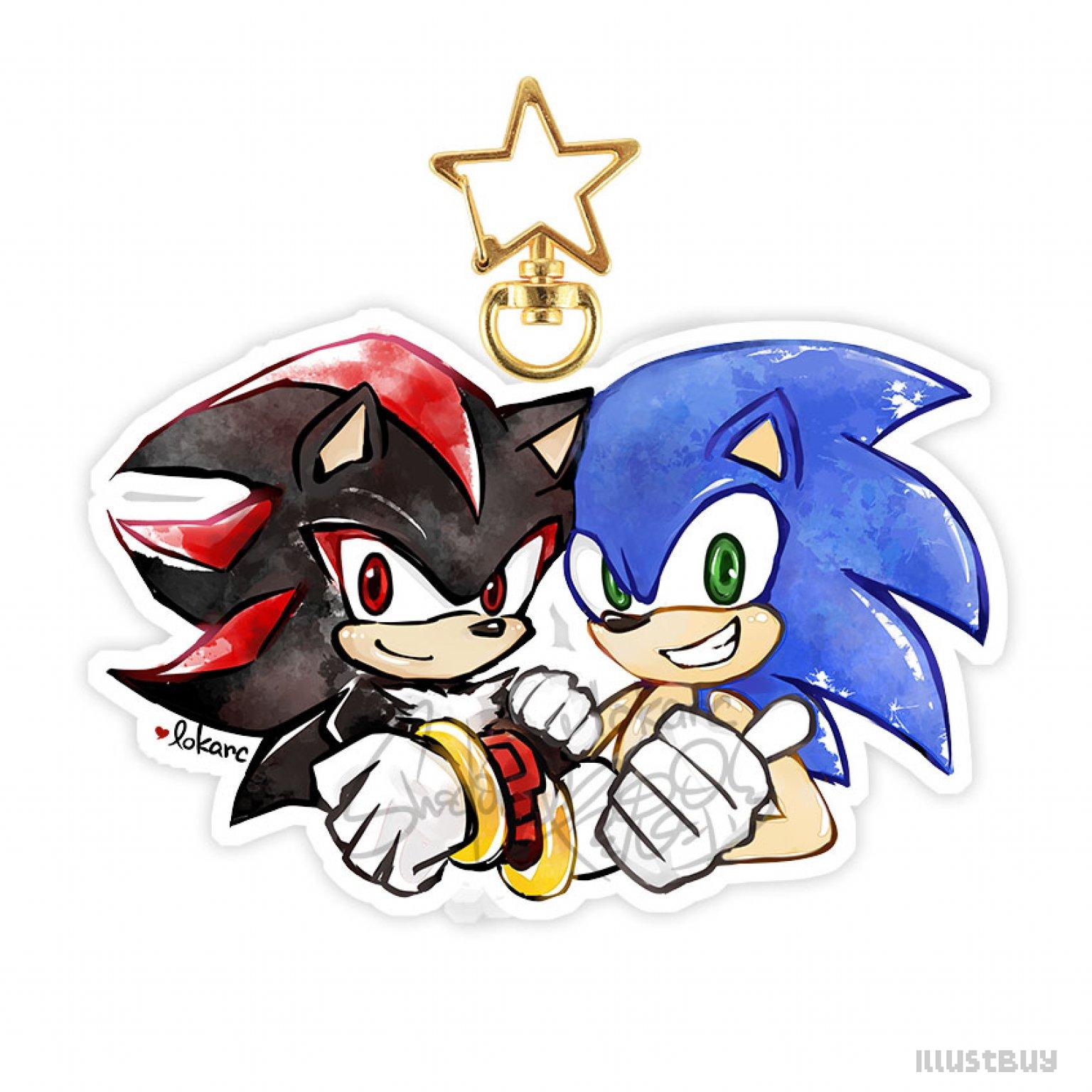 Sonic x Shadow匙扣｜刺蝟索尼克x夏特同人插畫｜療癒系透明壓克力吊飾