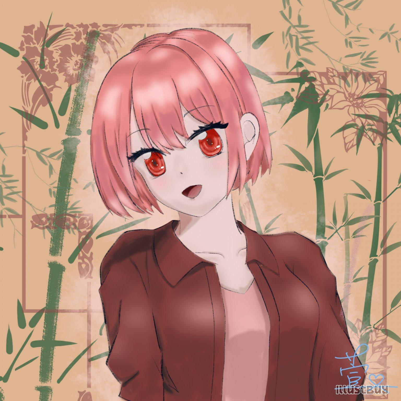 橘紅色系少女頭像