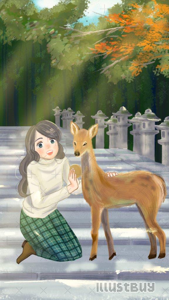 奈良小鹿與女孩