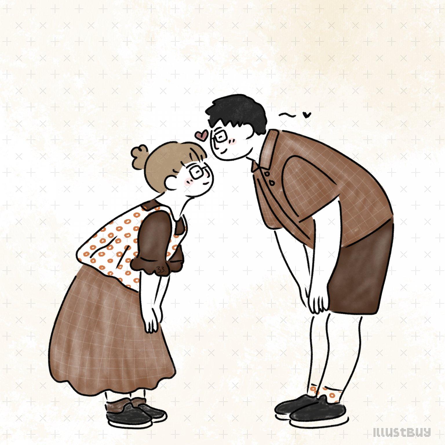 日系情侶插畫／頭像