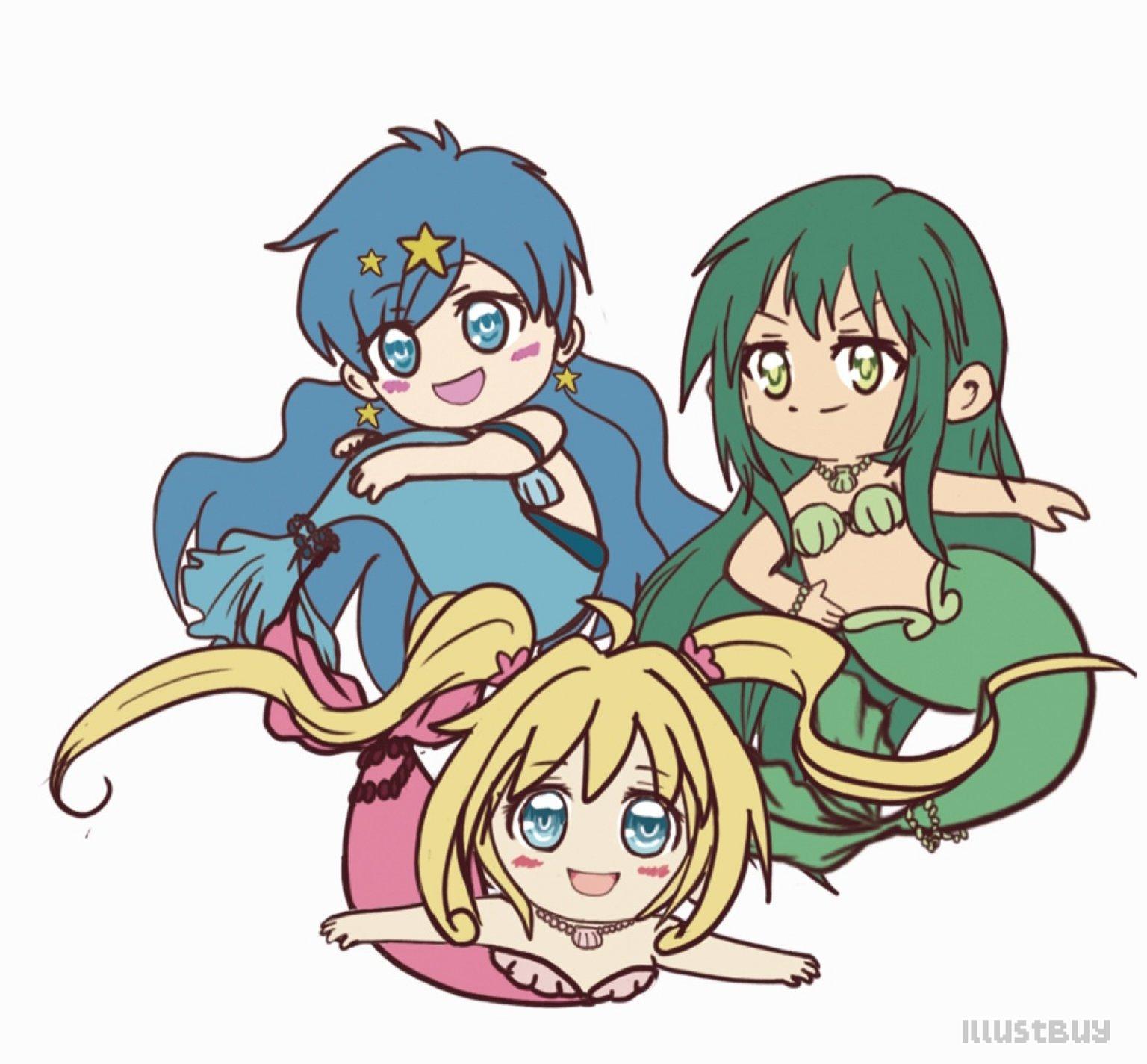 Q版真珠美人魚主角3人組