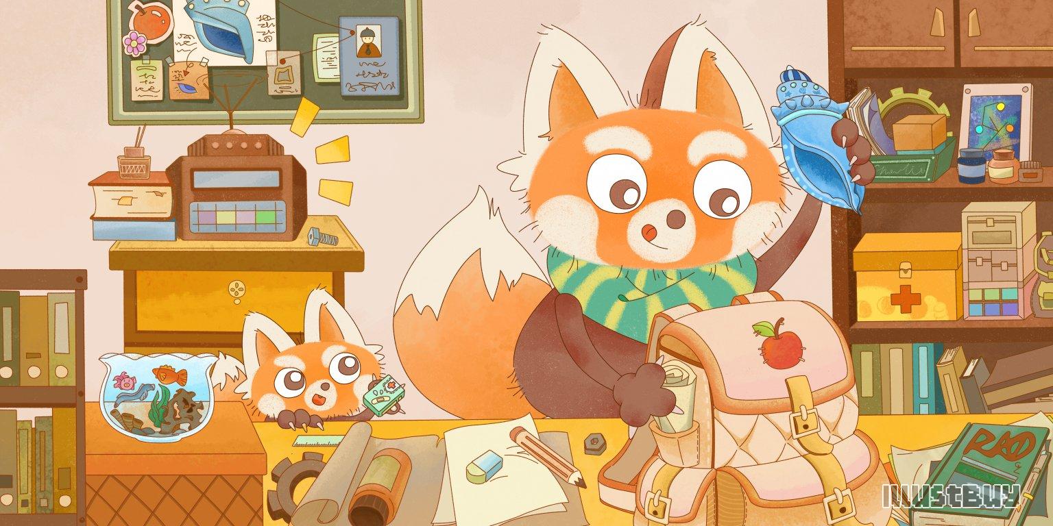 原創插畫作品《小能狐福氣的尋星之旅》之一