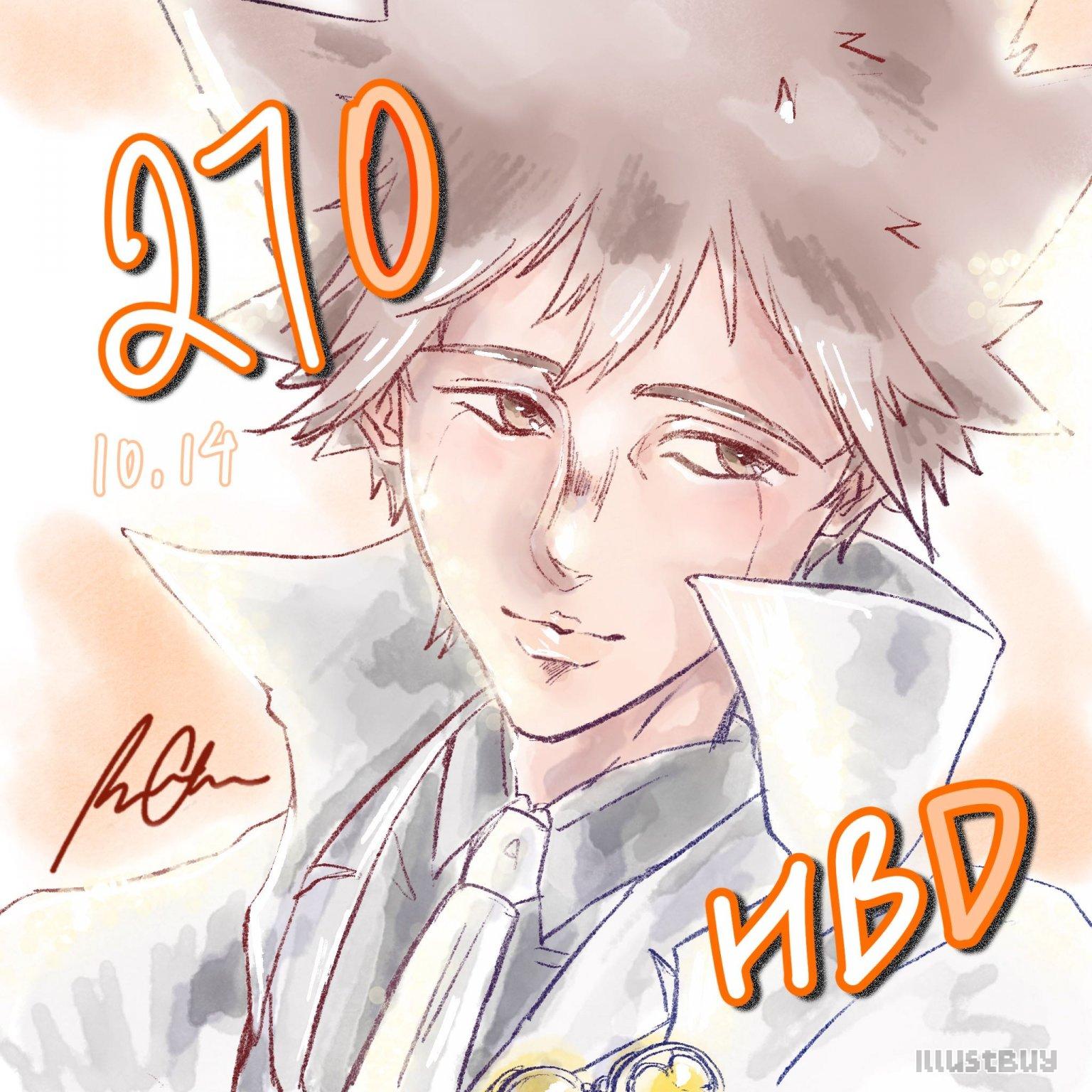 角色生日賀圖（簡易水彩風）