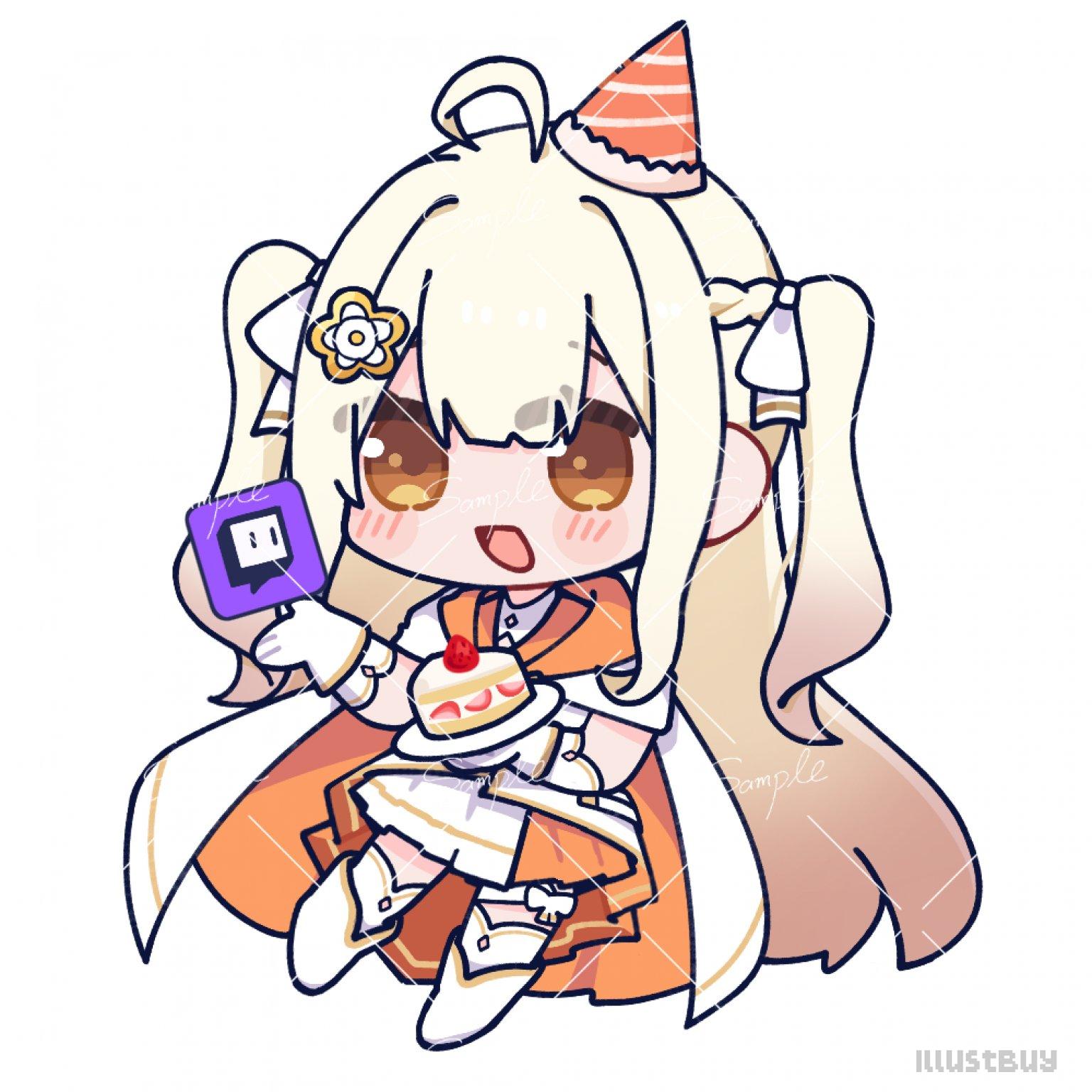 【Q版全身】Twitch用生日插圖