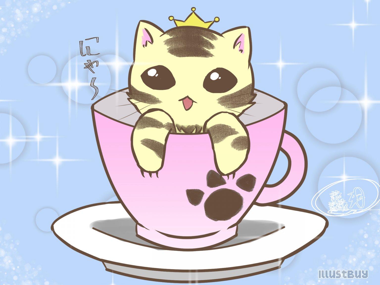 虎斑貓in咖啡杯
