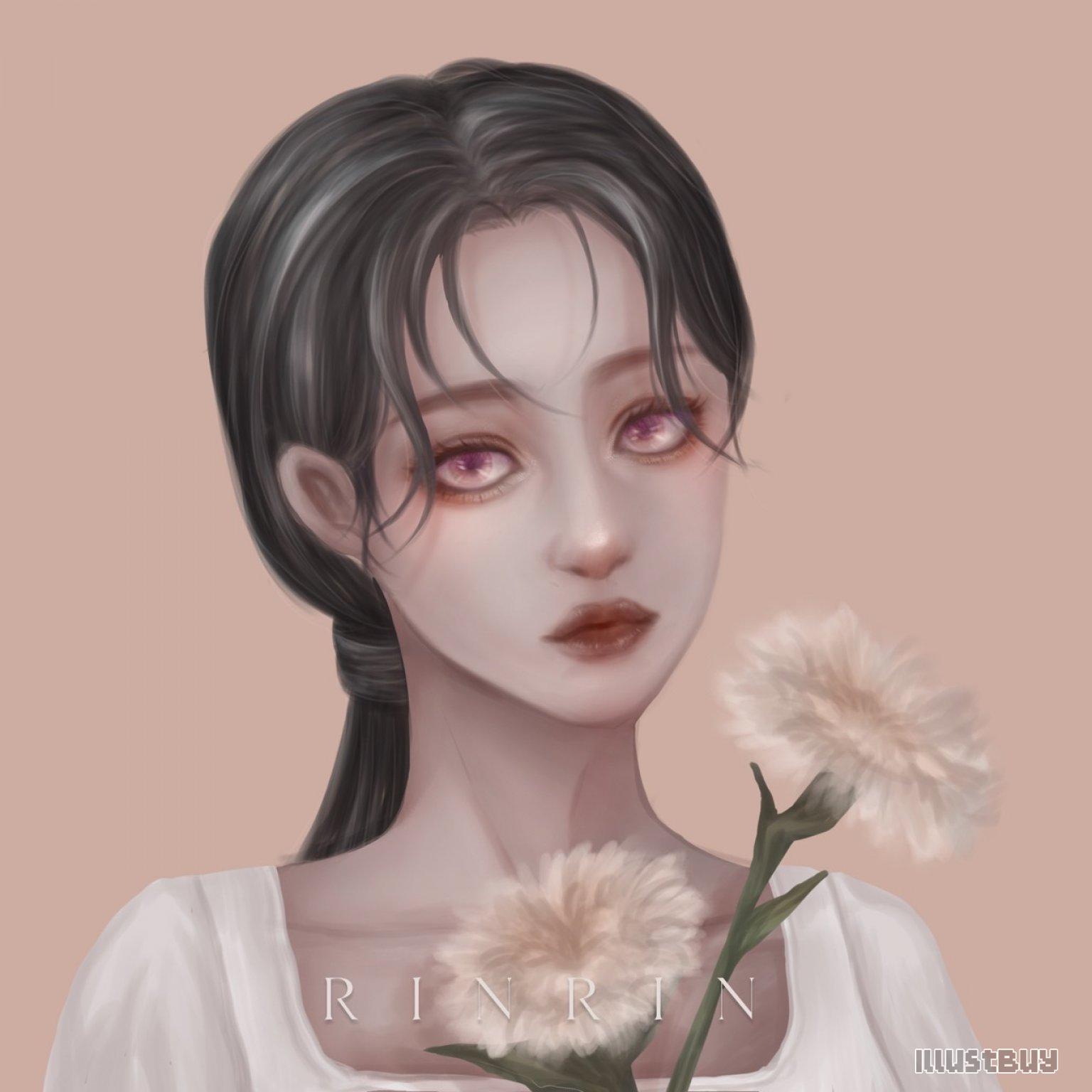 花與少女｜頭像插畫