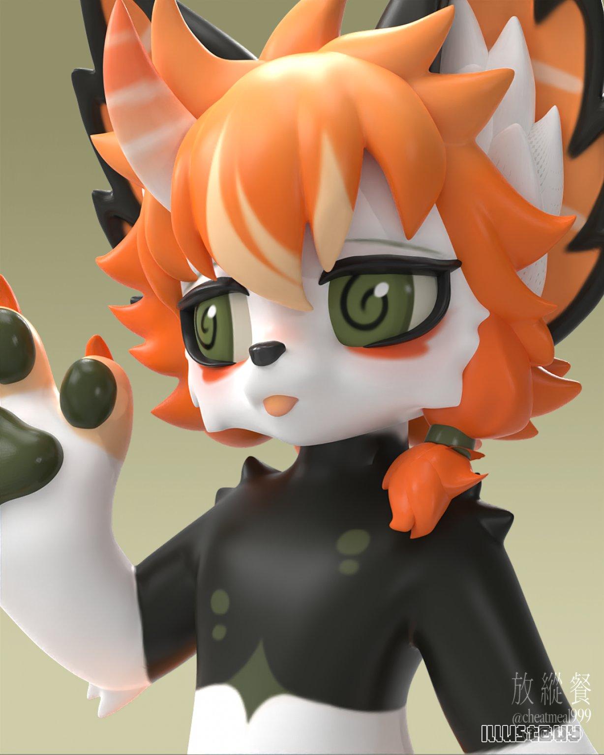 Q版獸人 furry 3D模型製作/客製化公仔(3D渲染圖)