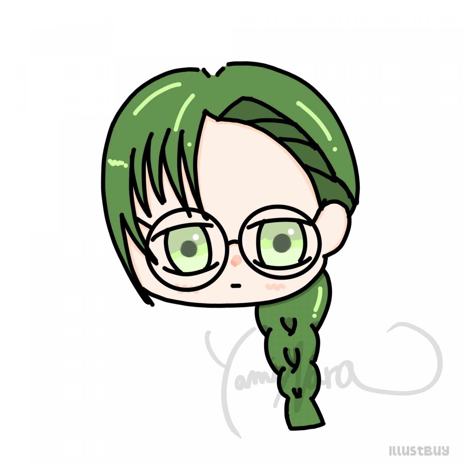 綠髮眼鏡Q版頭像✨