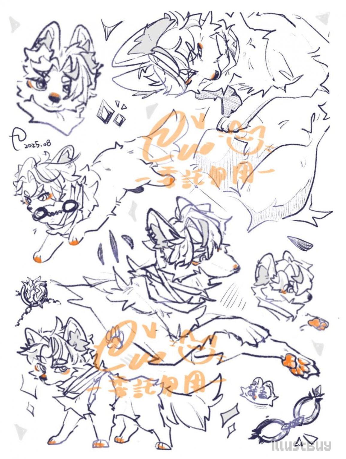 小動物×滿版線稿