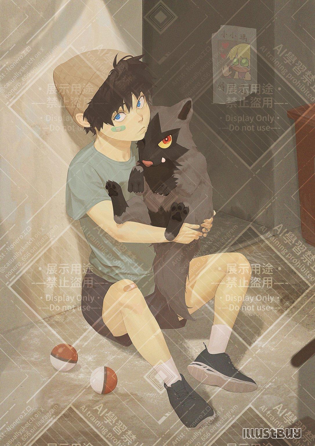 【原創&寶可夢】法瑪(OC)抱抱土狼犬
