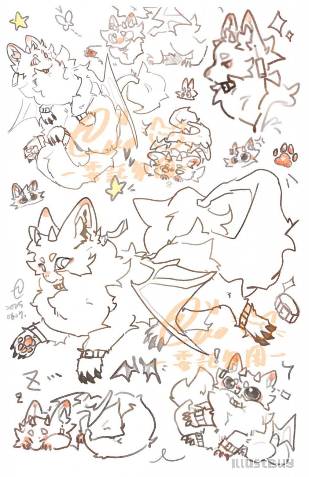 小動物×滿版線稿